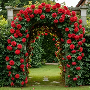 Роза плетистая Алый Триумф купить по цене от 319р. в интернет-магазине «Посадика» с доставкой почтой в в Добрянкае и по всей России – [изображение №1].